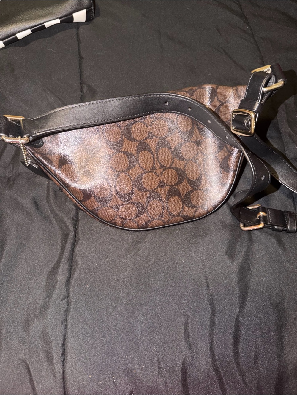 Coach Brown Signature Canvas Belt Bag with Black Strap - Picture 6 of 7